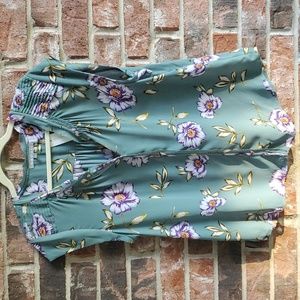 Daniel Rainn Bernal Split Neck Blouse Teal Green XL